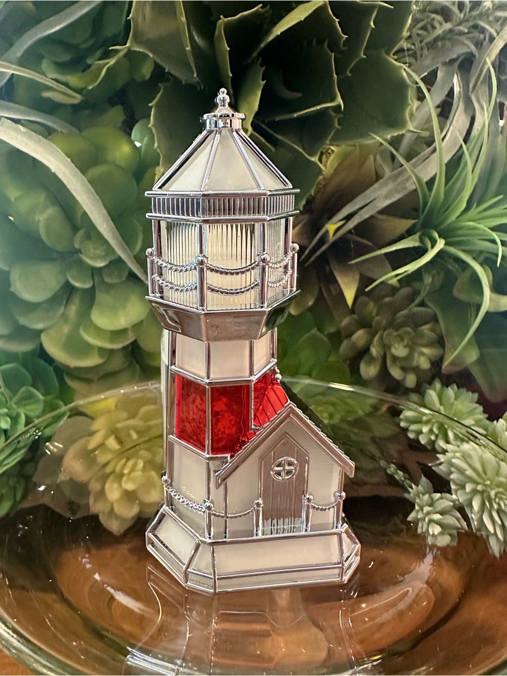 Bath & Body Works Wallflower - Silver and Red Lighthouse Decorative Accent